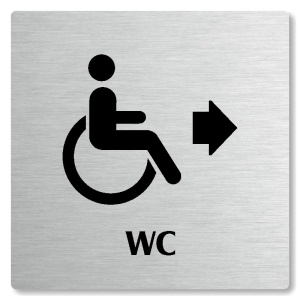 WC invalidé vpravo, 100x100mm, stříbrná, Nevada